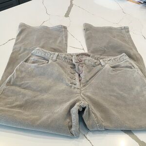 Women's Corduroy Straight Leg Pants Gray Brownish Size 12 Isabella Bird ButtonUp